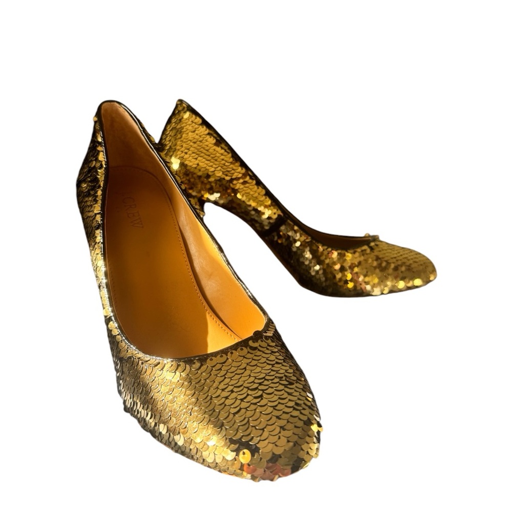 J Crew Gold Sequined Heels